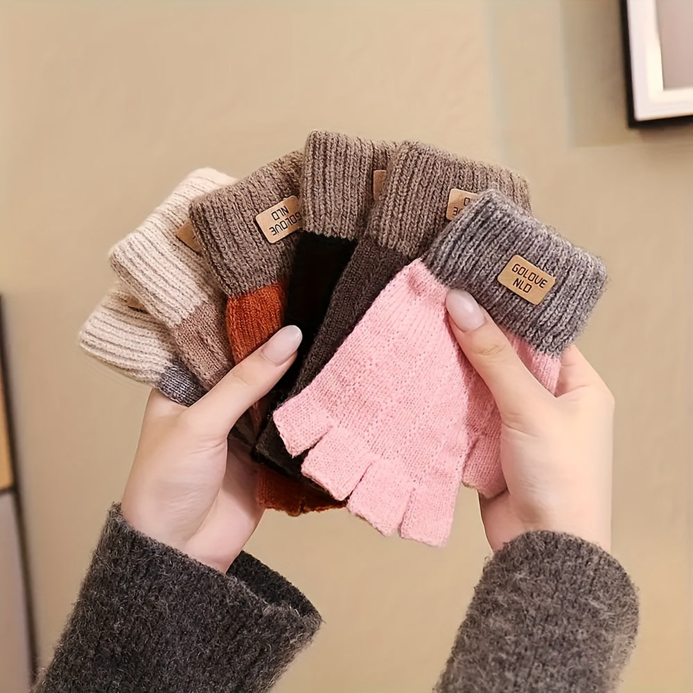 Gants sans doigts en maille, 6 coloris