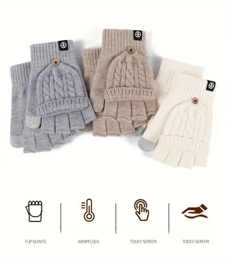 Gants sans doigts doublés en maille