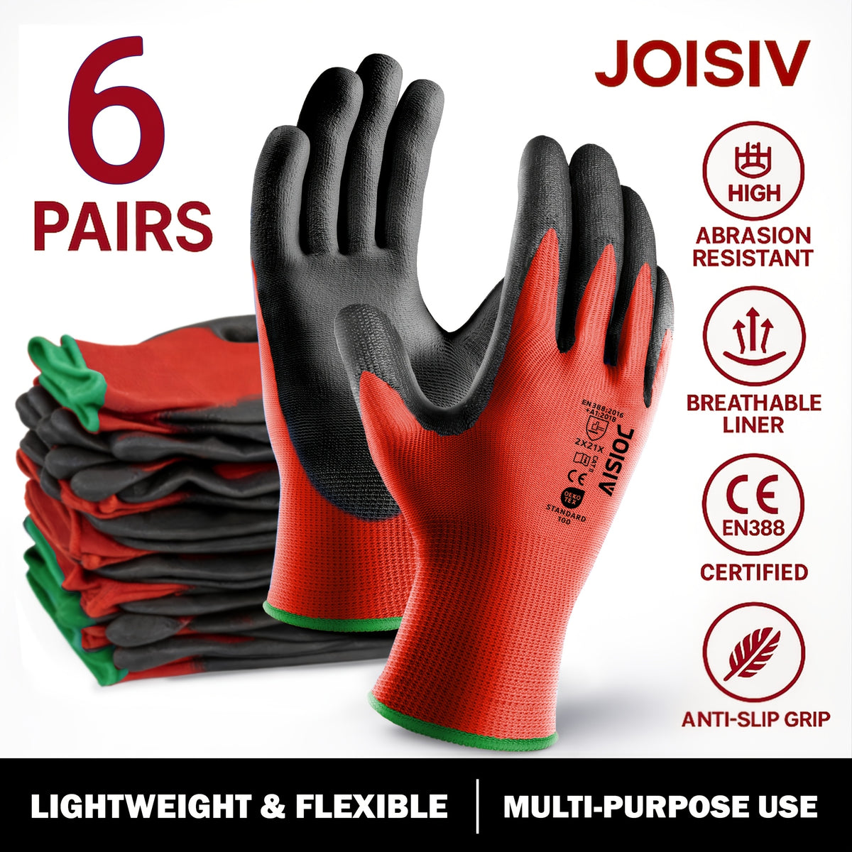Rouge-12pcs(6 Paires) / S