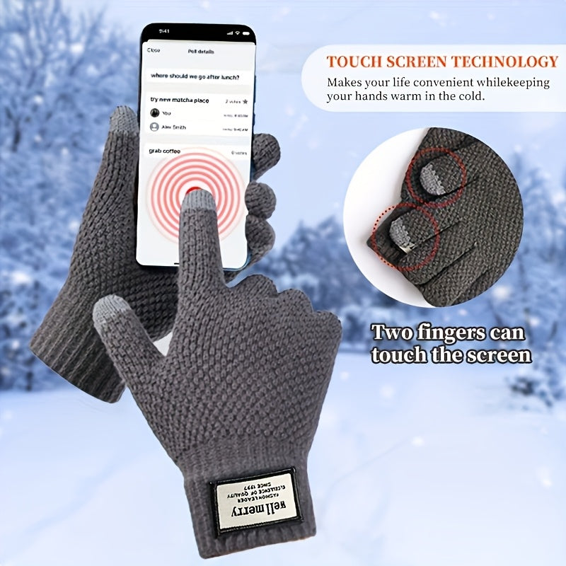 Gants doublés thermiques en maille, bleu marine