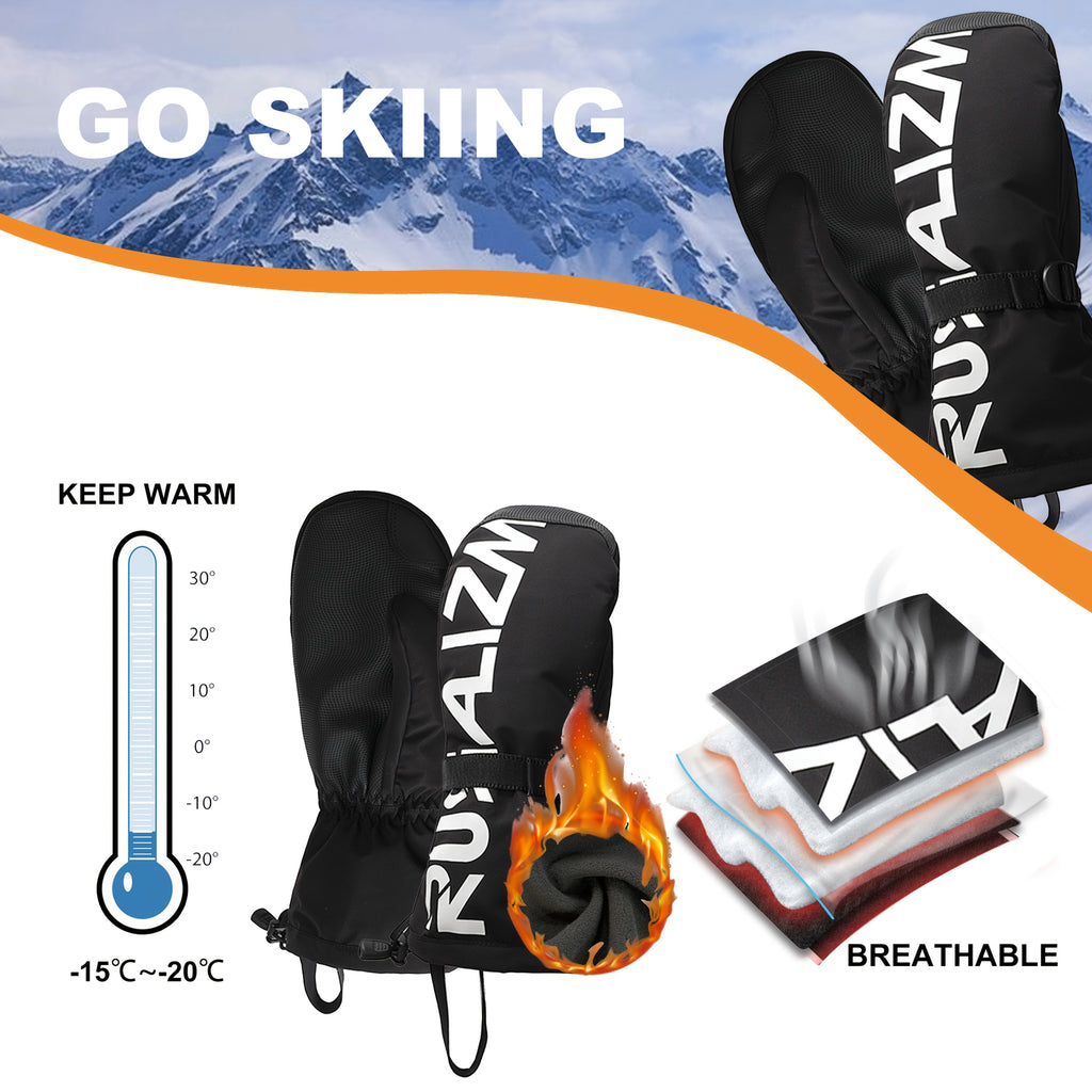 Moufles de ski imperméables à manchette longue en maille pour enfant àes oursons