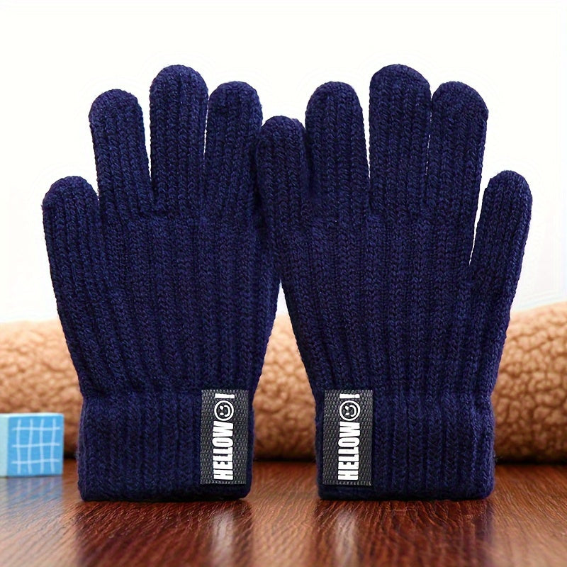 Gants à étiquette cousue en maille côtelée pour enfant