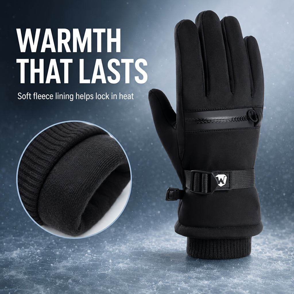 Gants de ski imperméables à sangle de poignet en maille à oursons