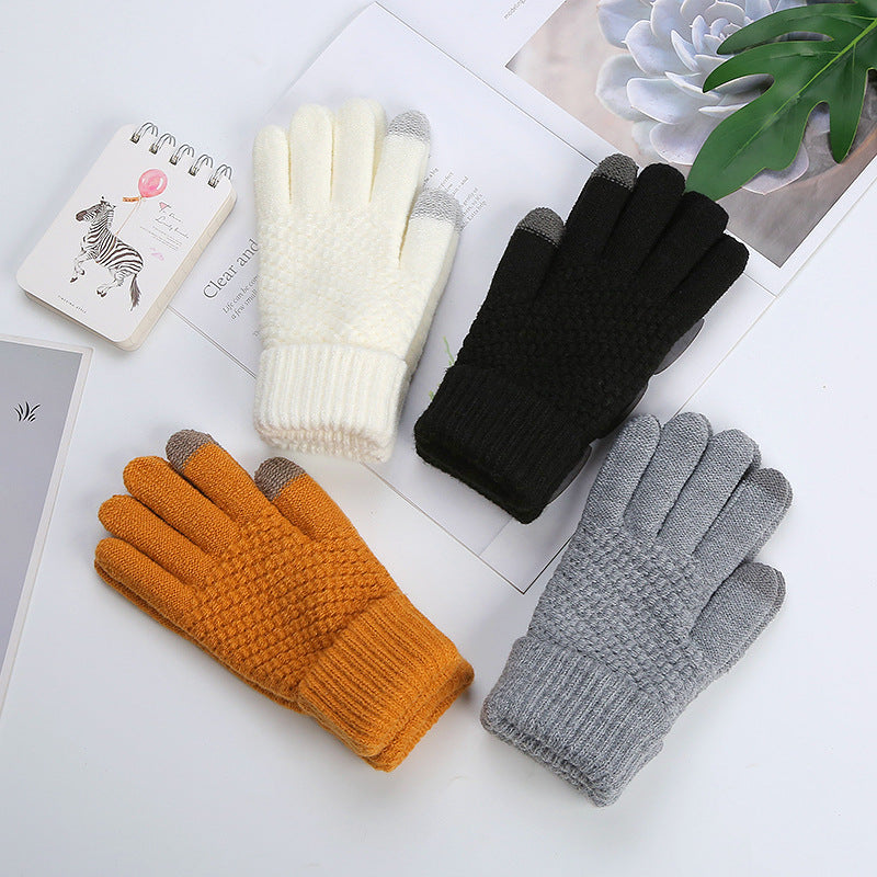 Gants tactiles en maille gaufrée, blanc