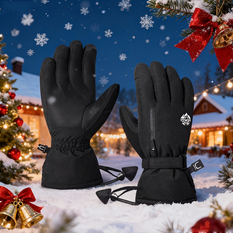 Gants de ski en simili cuir, noir