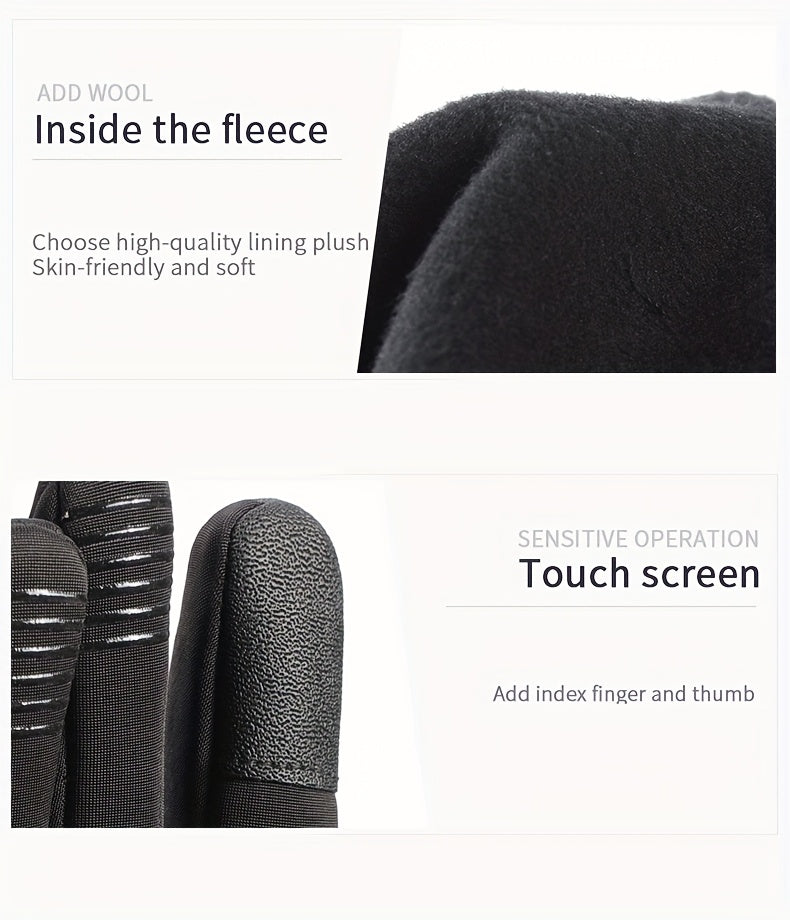 Gants de vélo tactiles à paume renforcée à sangle de poignet en softshell