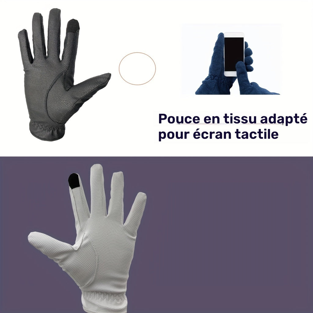 Gants d'équitation à paume renforcée à sangle de poignet en simili cuir