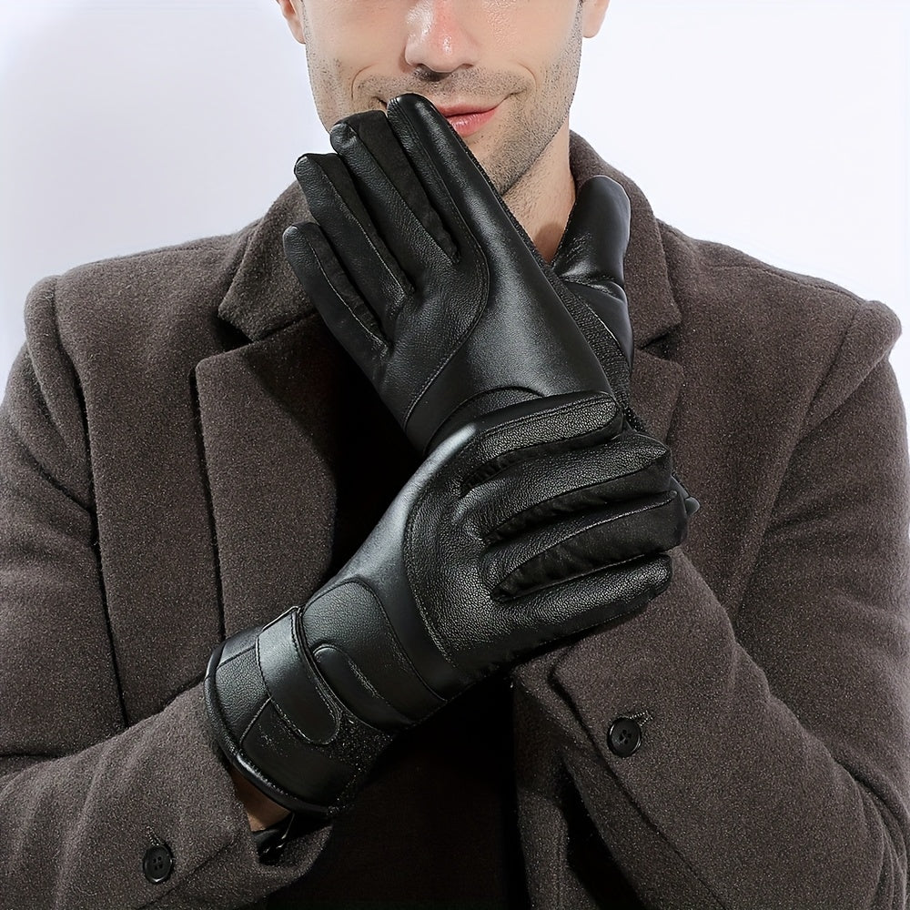 Gants mitaines coupe-vent thermiques en cuir