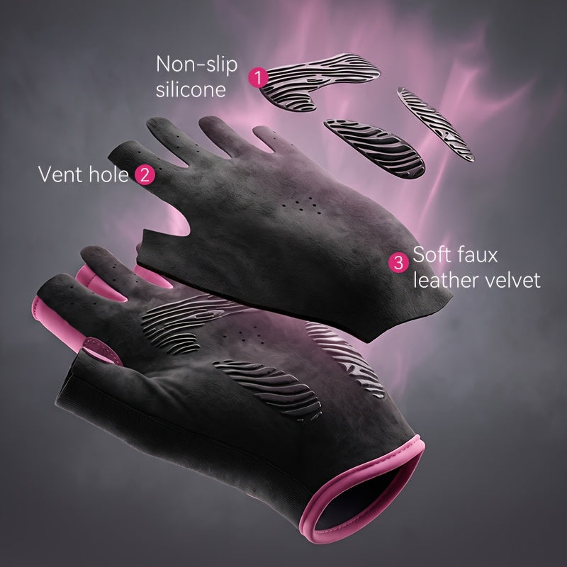 Gants de musculation sans doigts antidérapants en cuir, demi-doigts, respirant