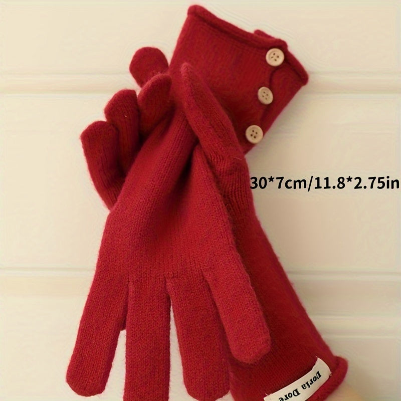 Gants tactiles à perles en maille duveteuse