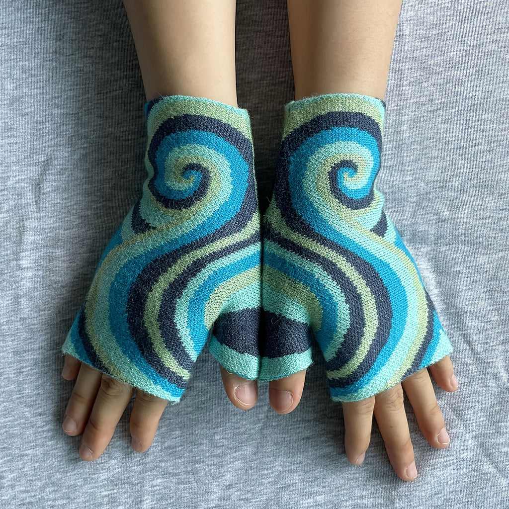 Gants sans doigts en maille, 6 coloris, jacquard