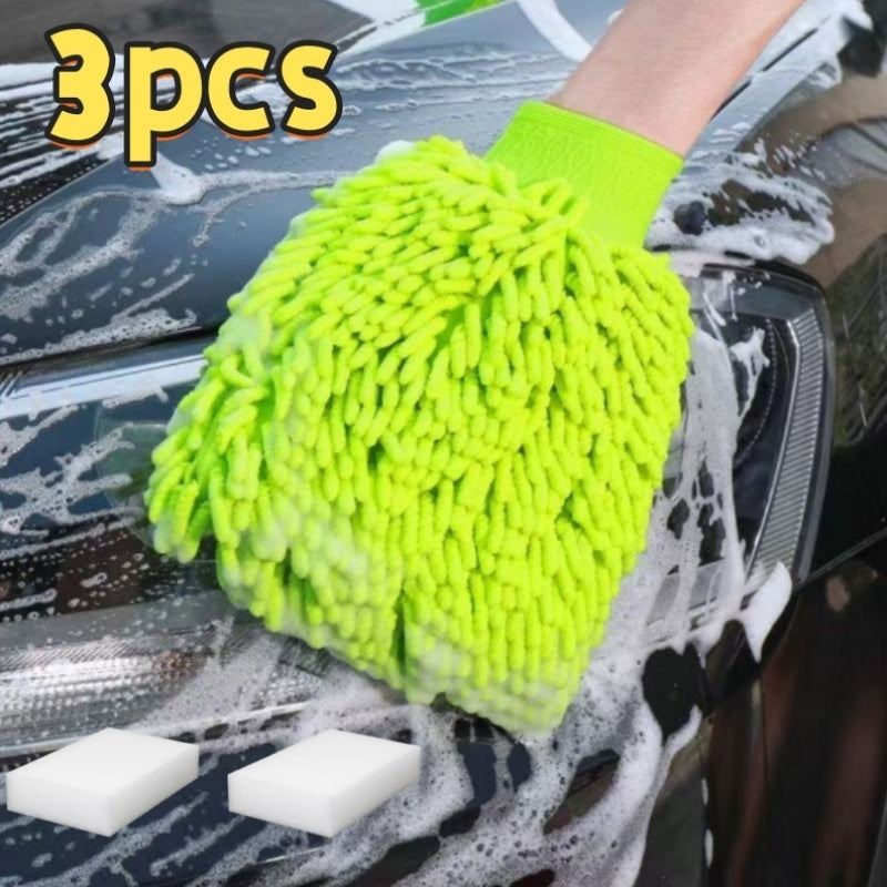 Gants de lavage en microfibre chenille — lot de 3 paires
