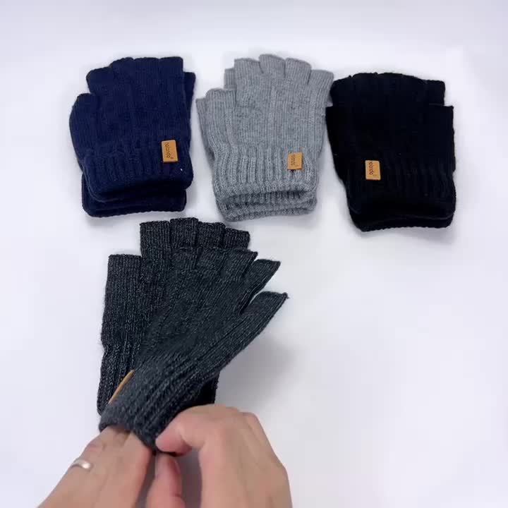 Mitaines en maille côtelée, bleu marine