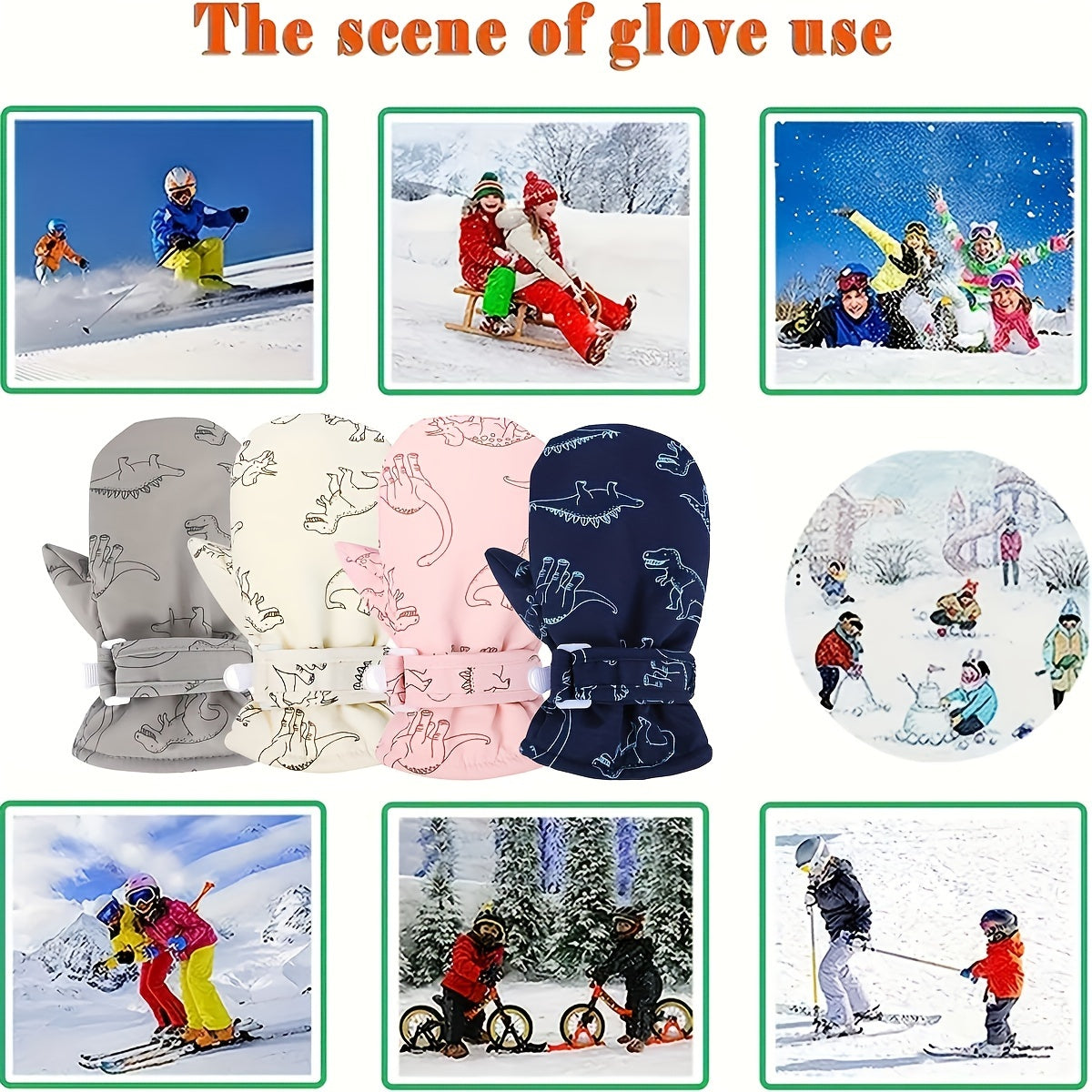 Moufles de ski en maille pour enfant