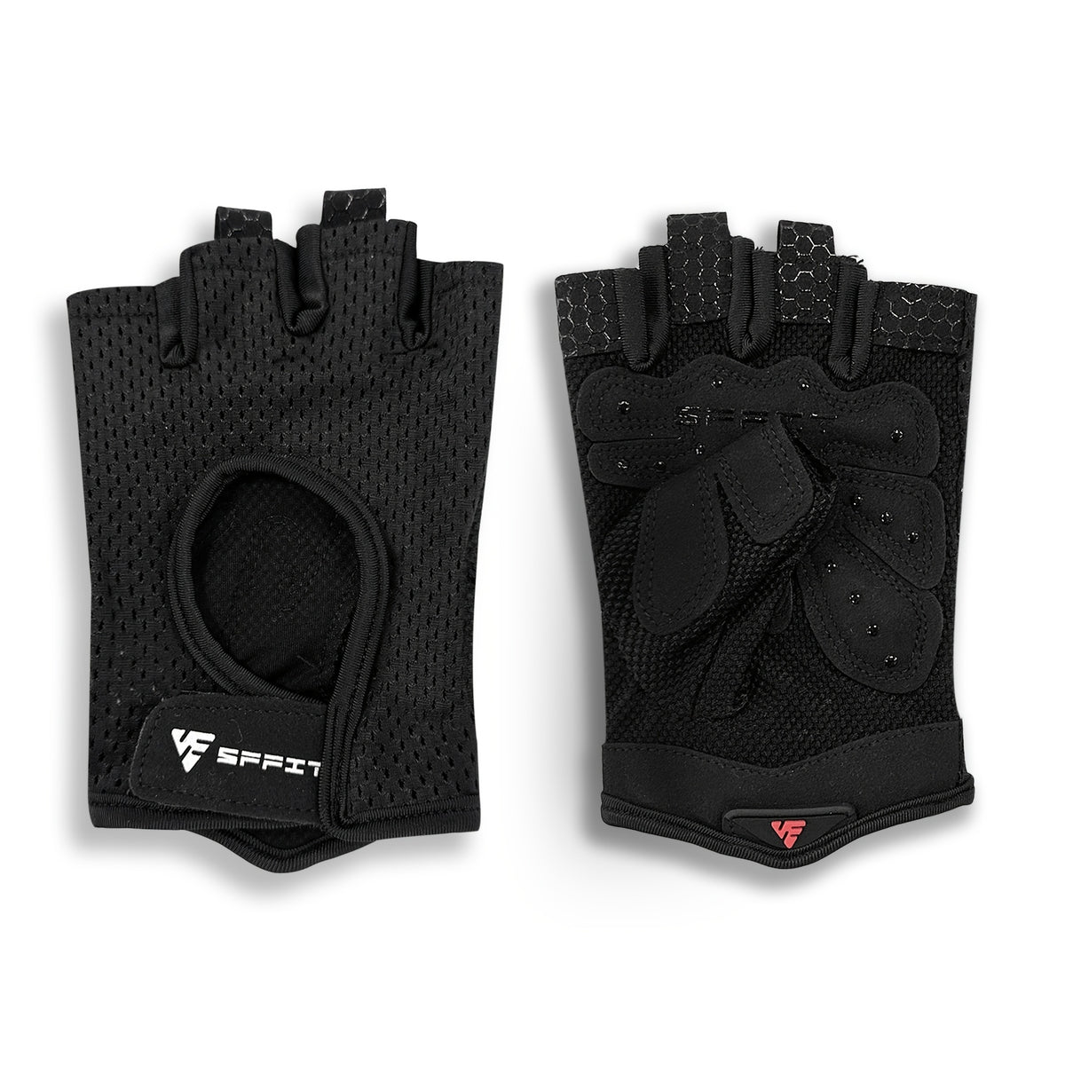 Gants de musculation sans doigts antidérapants, noir
