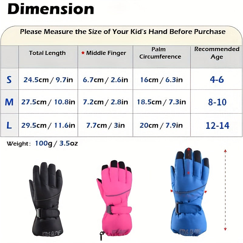 Moufles de ski imperméables en maille pour enfant