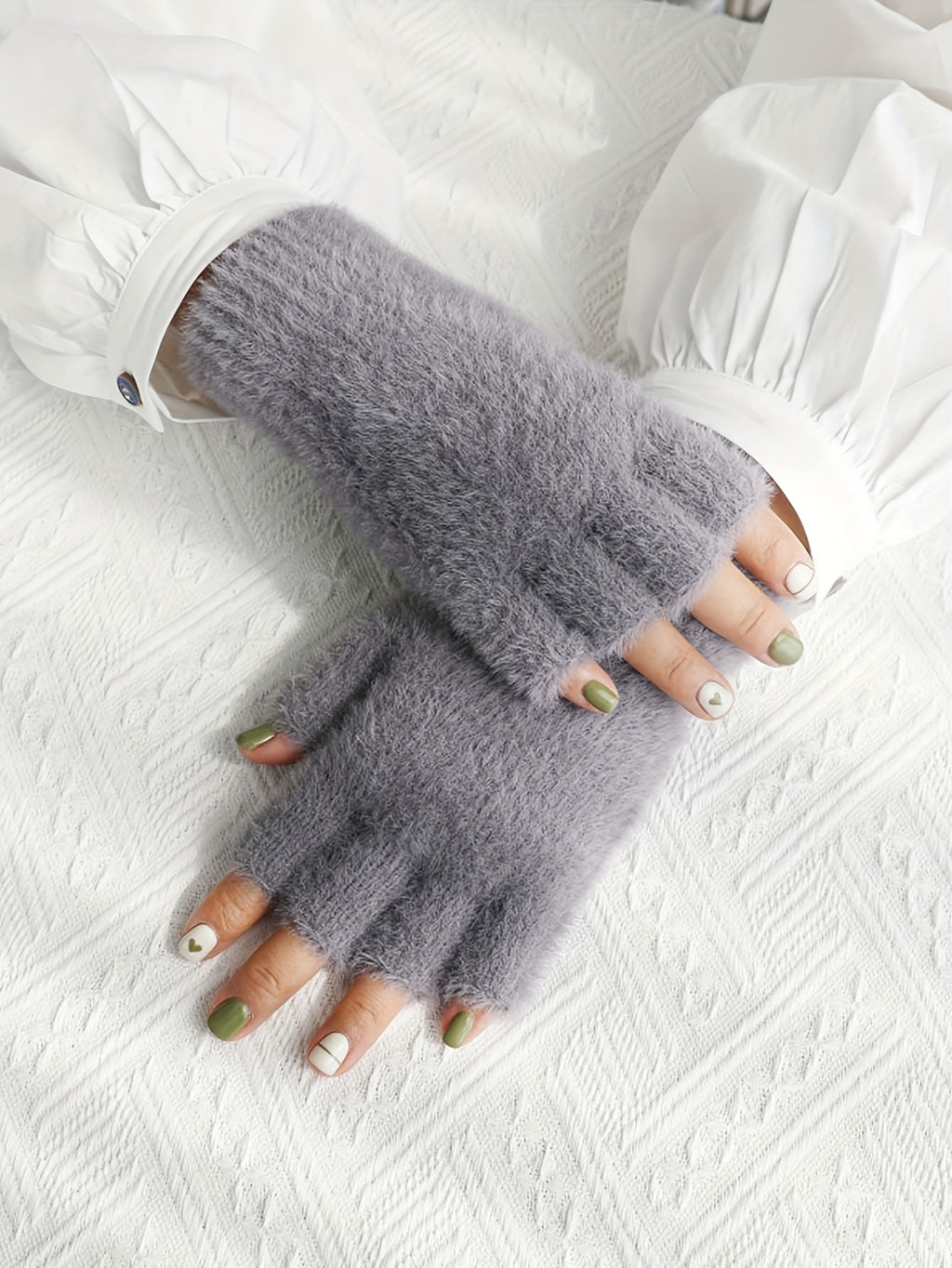 Gants sans doigts en maille, 2 coloris, tissé