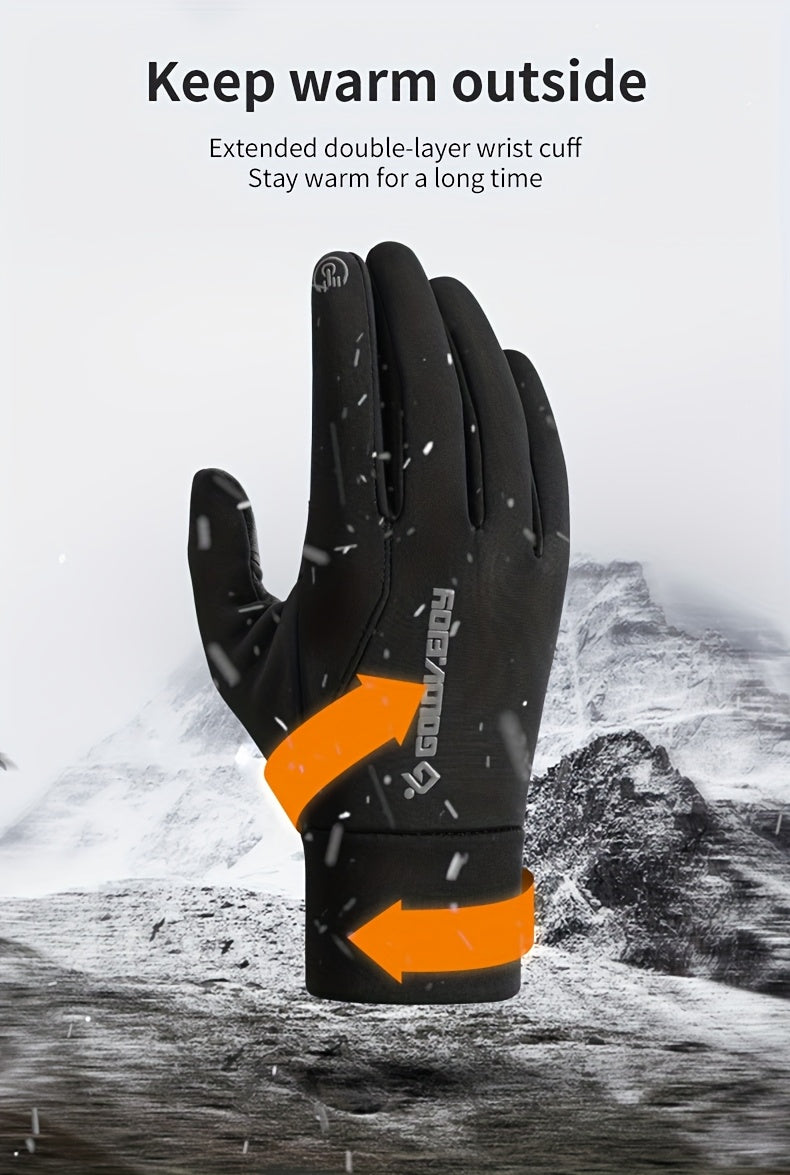 Gants de vélo tactiles à paume renforcée à sangle de poignet en softshell
