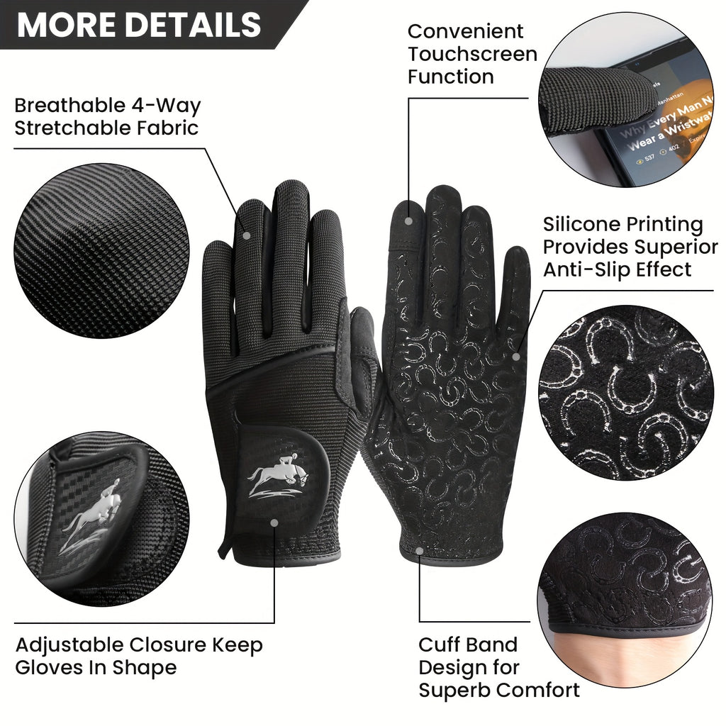 Gants d'équitation respirants à paume renforcée en maille