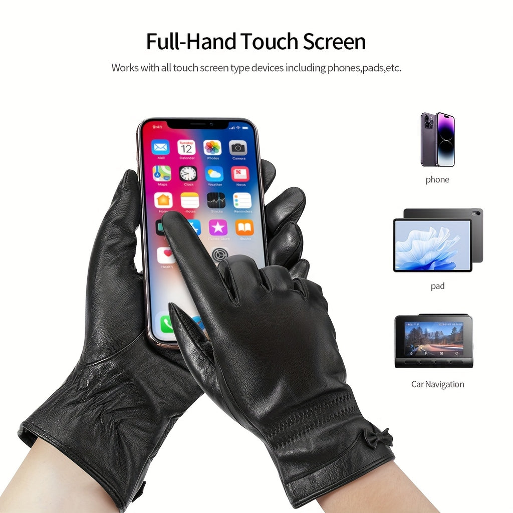 Gants tactiles à surpiqûres en cuir de mouton, du L au XXL