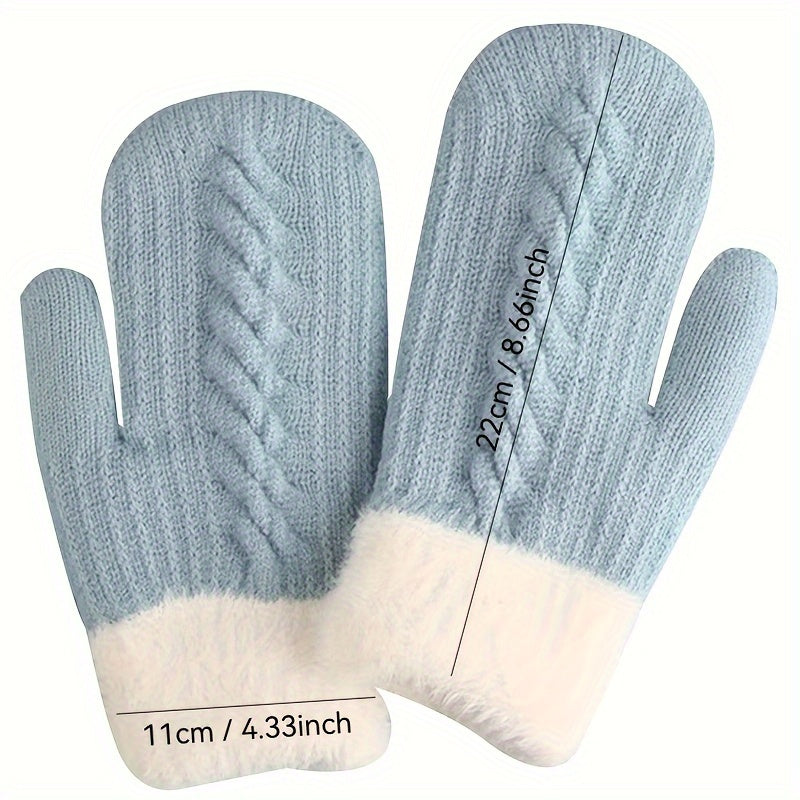 Gants mitaines doublés thermiques en maille, 7 coloris