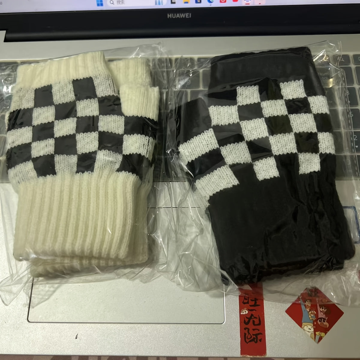 Gants sans doigts en maille, 2 coloris, noir et blanc