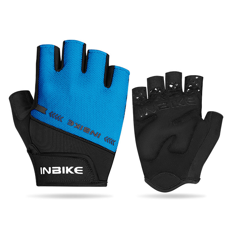 Mitaines de vélo, demi-doigts, rose, bleu, gris, bleu