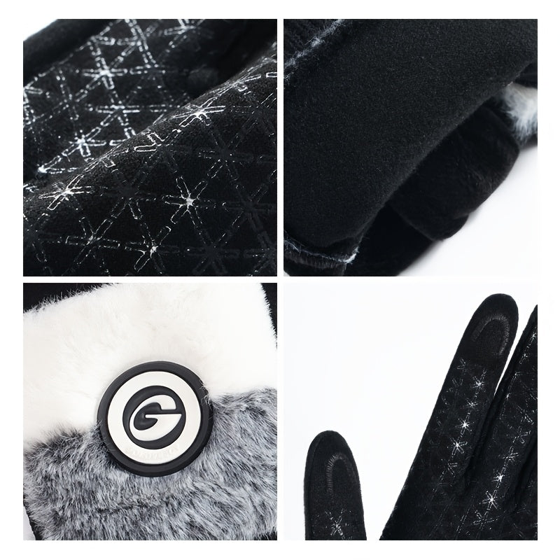 Gants tactiles de golf à revers de fourrure en maille