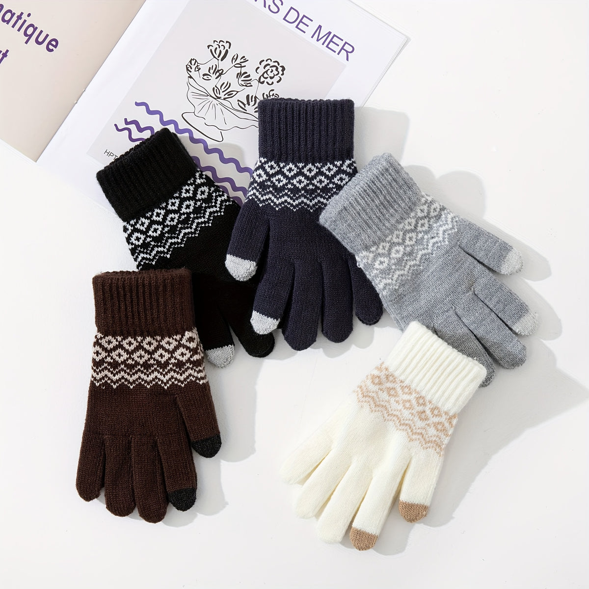Gants tactiles à motif jacquard — lot de 2 paires