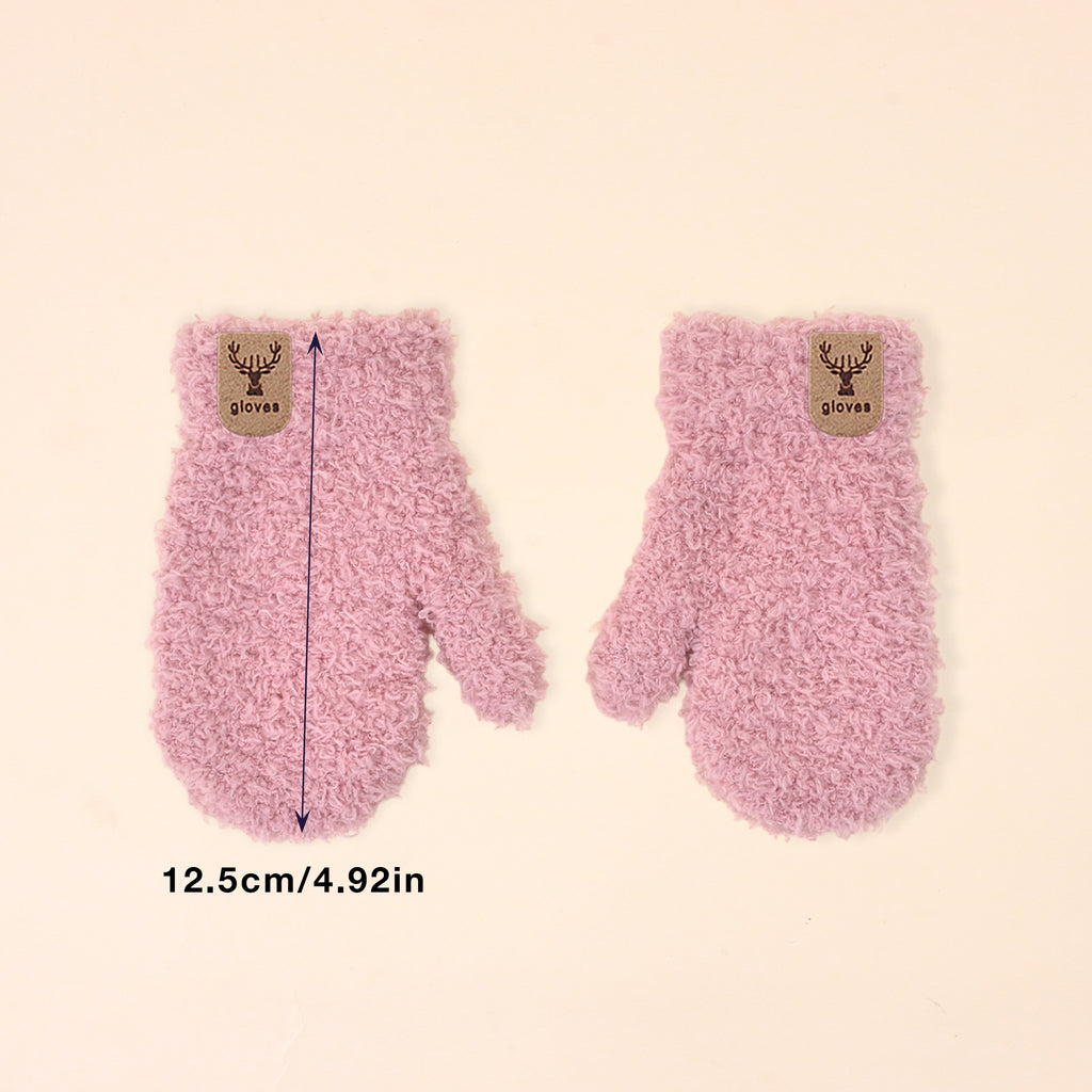 Moufles à étiquette cousue en peluche pour bébé — lot de 6 paires