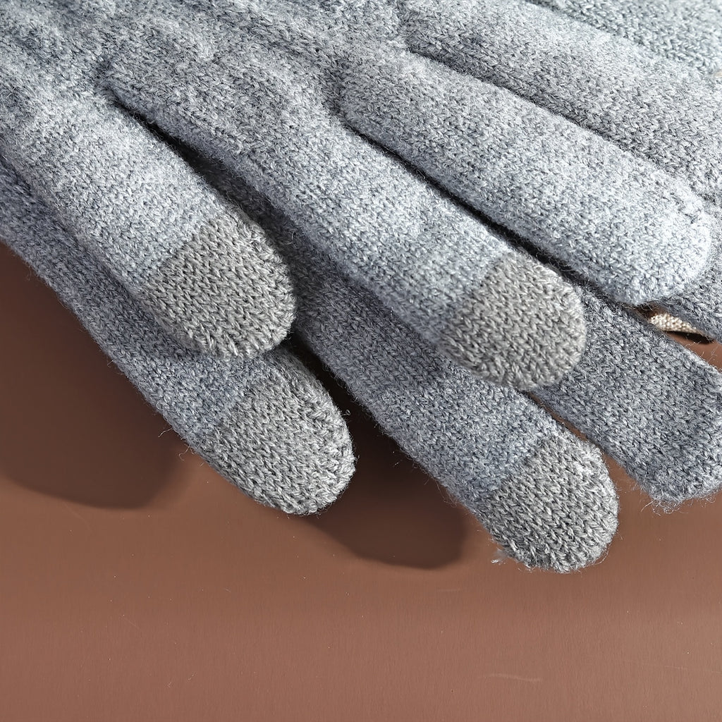 Gants tactiles en maille torsadée à étiquette cousue às rennes