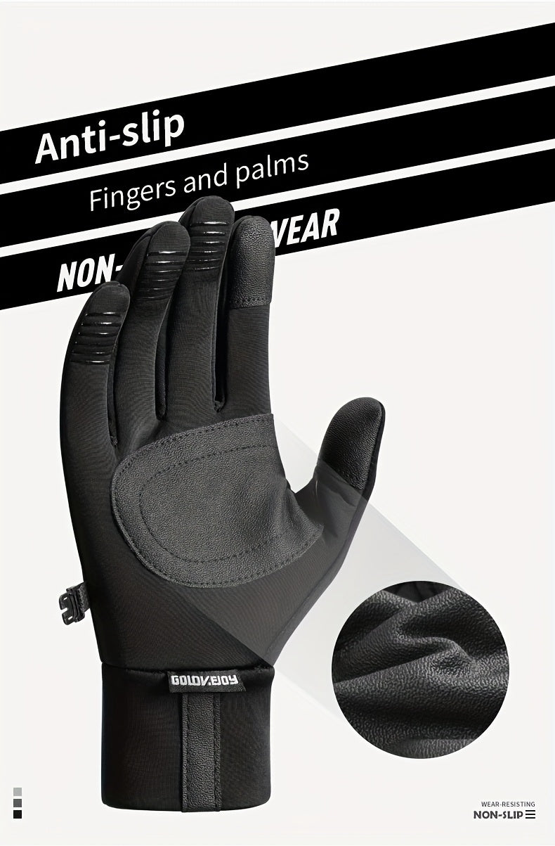 Gants de vélo tactiles à paume renforcée à sangle de poignet en softshell
