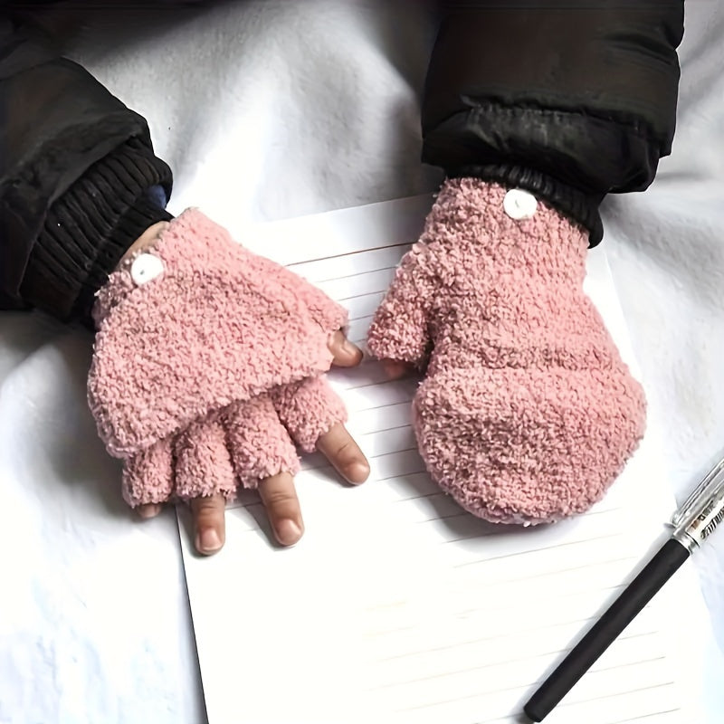 Gants sans doigts thermiques en maille, 4 coloris