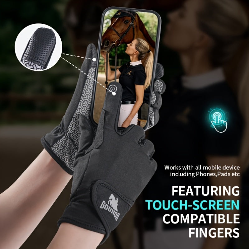 Gants d'équitation à paume renforcée à sangle de poignet en maille