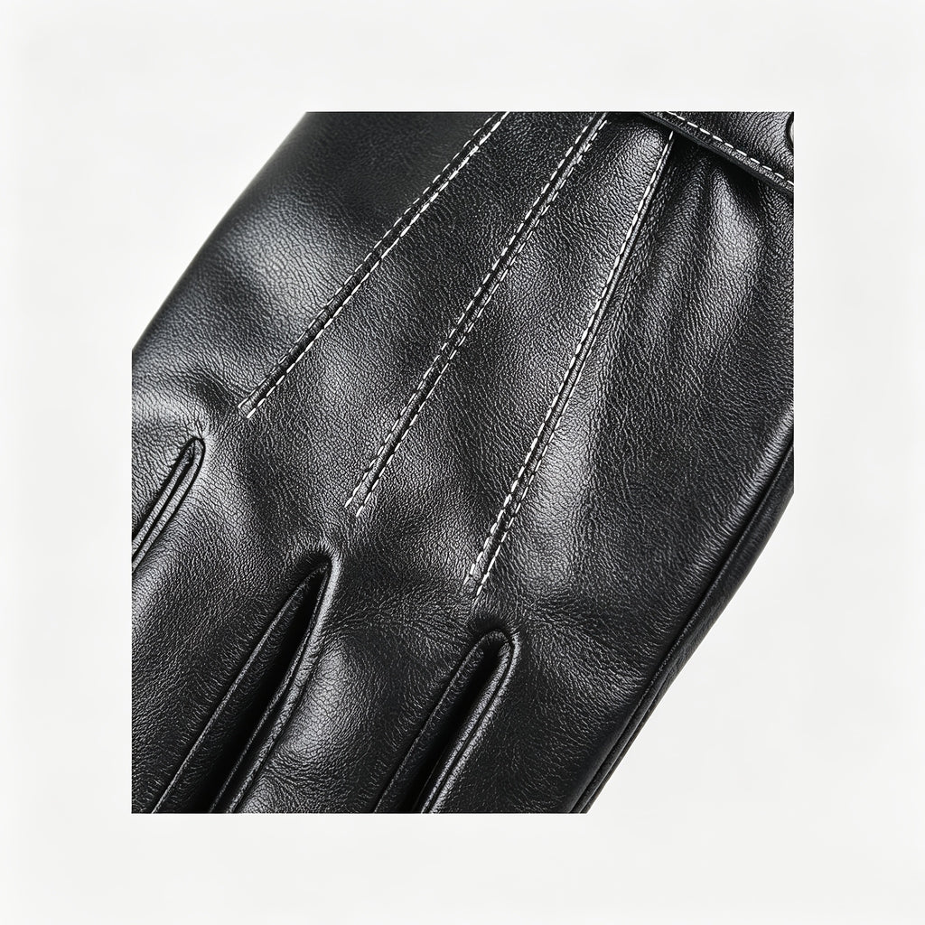 Gants de conduite de vélo en cuir, noir