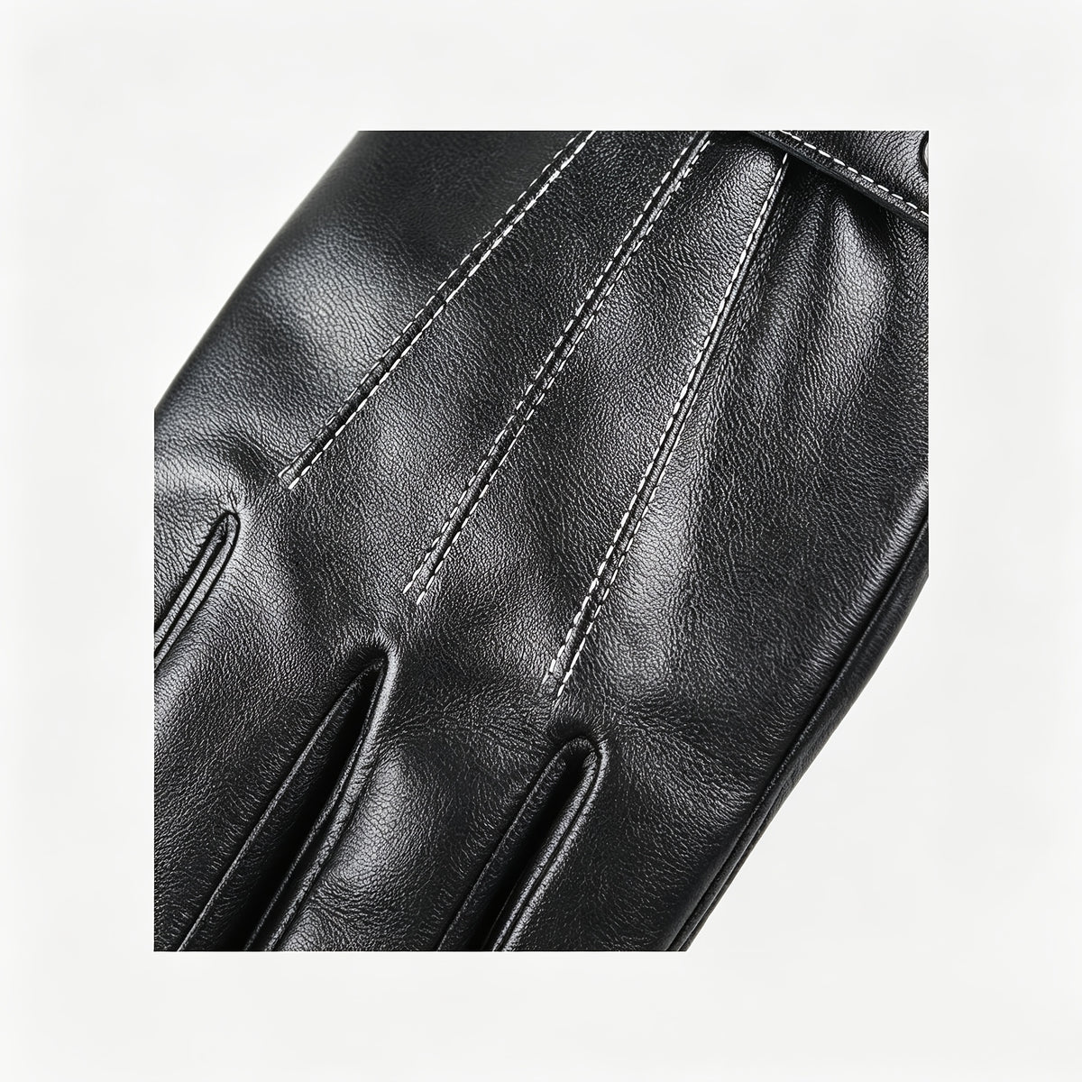 Gants de conduite de vélo en cuir, noir