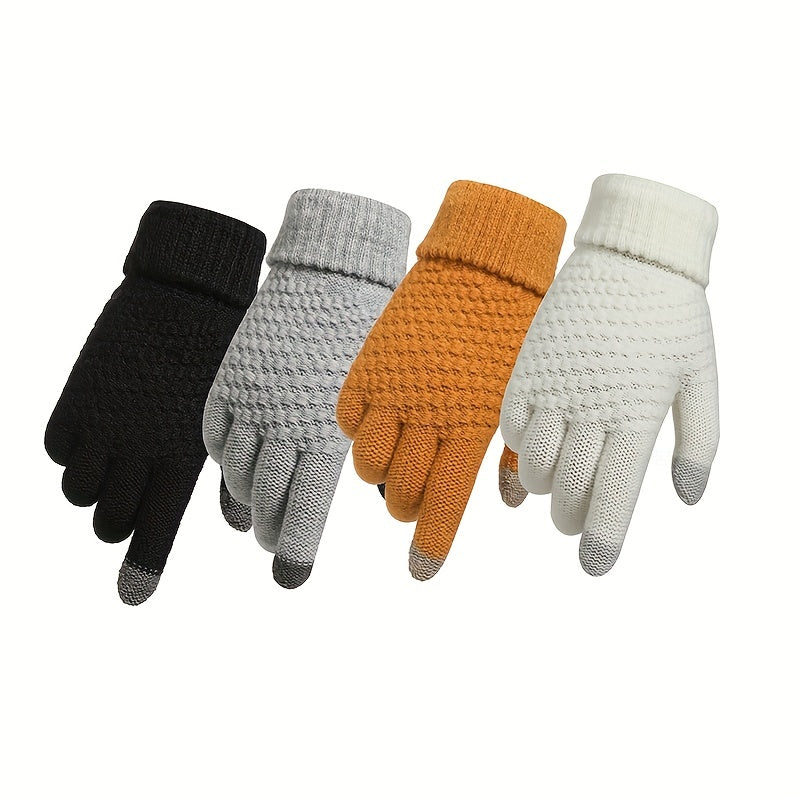 Gants en maille, 2 coloris, jaune et gris