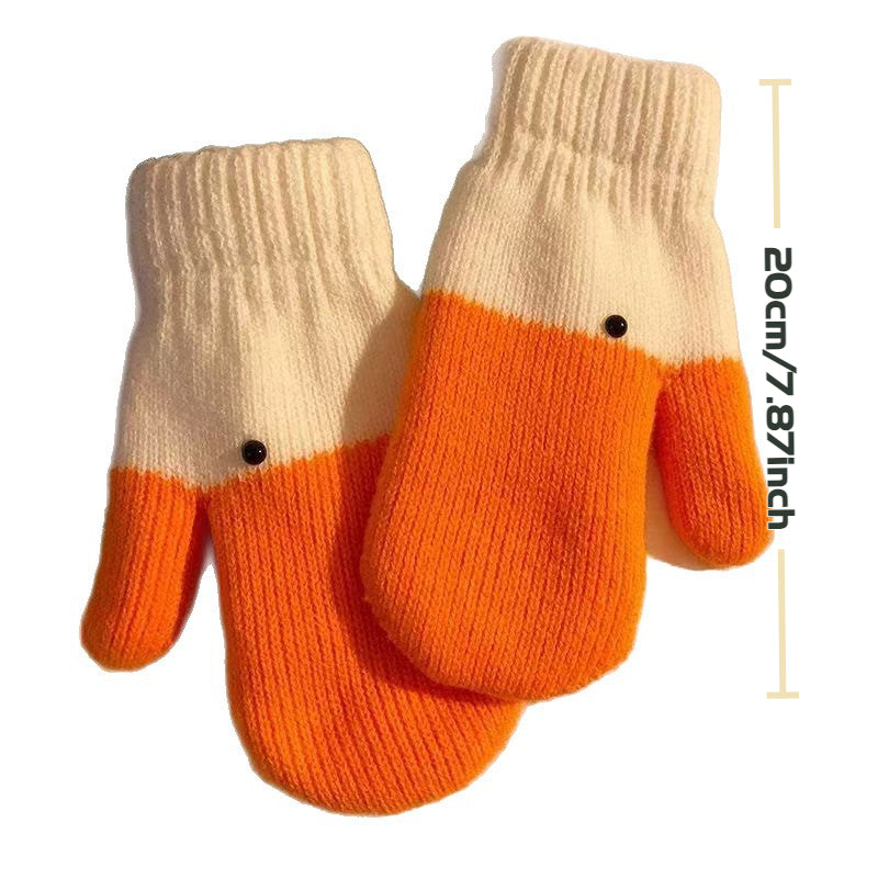 Moufles reliées par un cordon doublées polaire en maille pour enfant