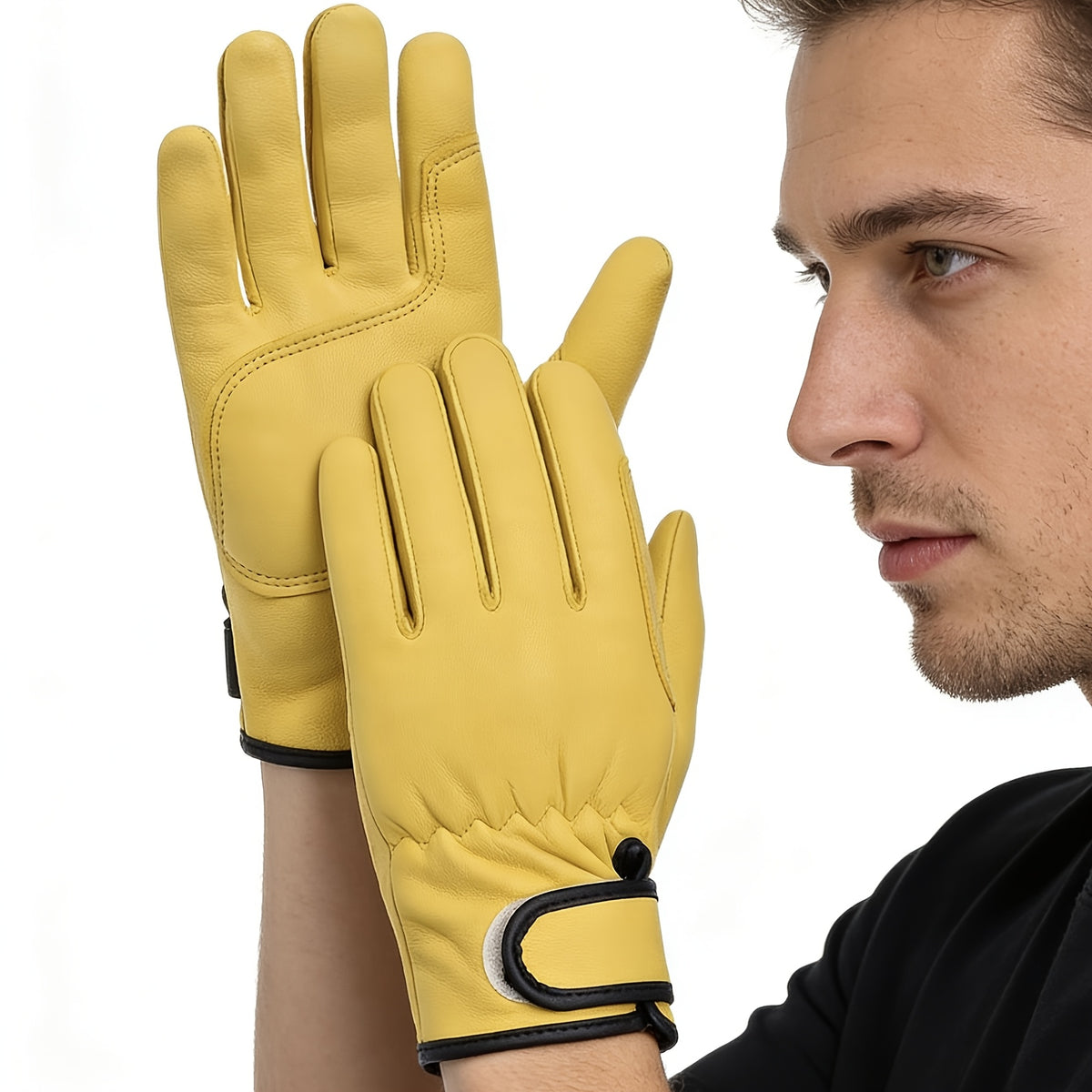 Gants coupe-vent thermiques en cuir