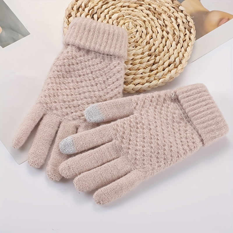 Gants tactiles longs en maille