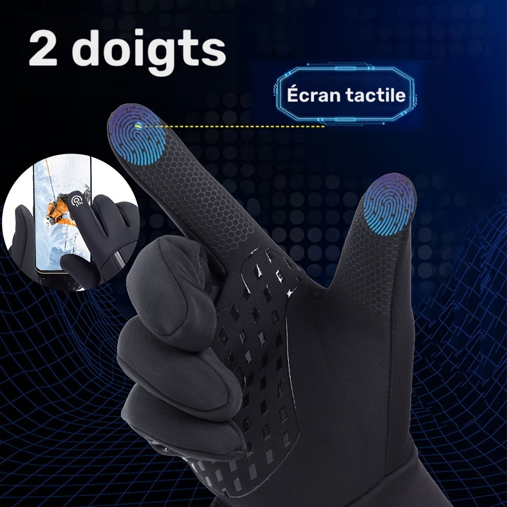 Gants tactiles antidérapants à picots en softshell, gris