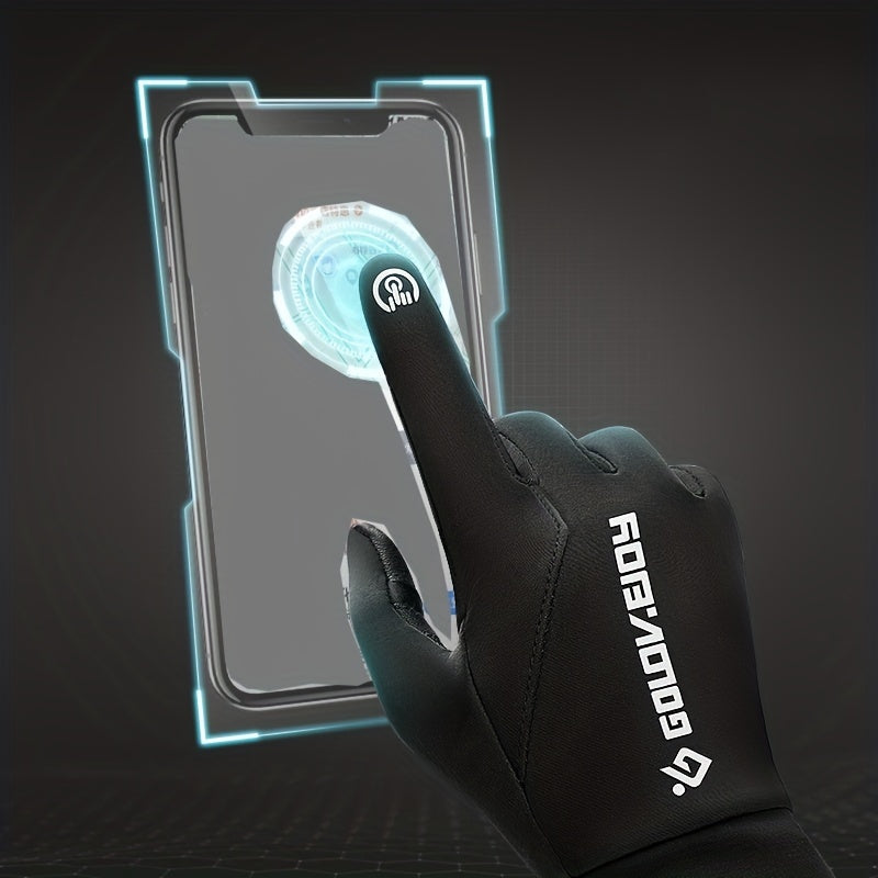 Gants de vélo tactiles à paume renforcée à sangle de poignet en softshell