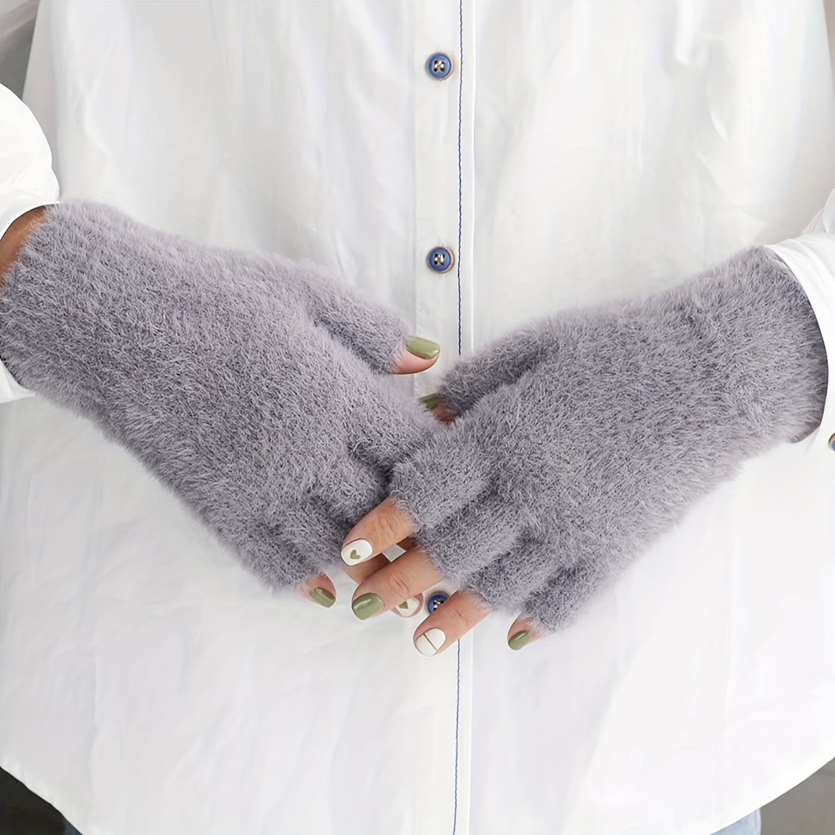Gants sans doigts en maille, 2 coloris, tissé