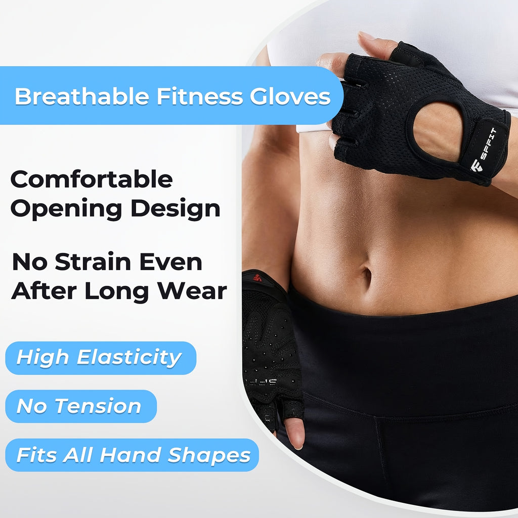 Gants de musculation sans doigts antidérapants, noir