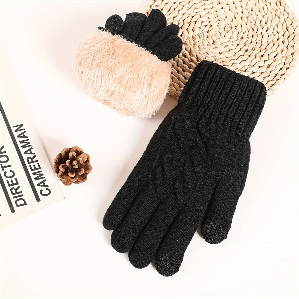 Gants tactiles doublés thermiques en maille