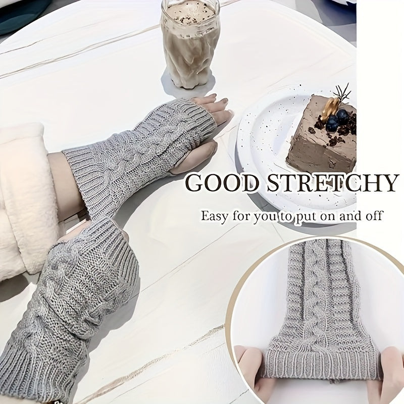 Gants mitaines thermiques en maille, noir, blanc et gris