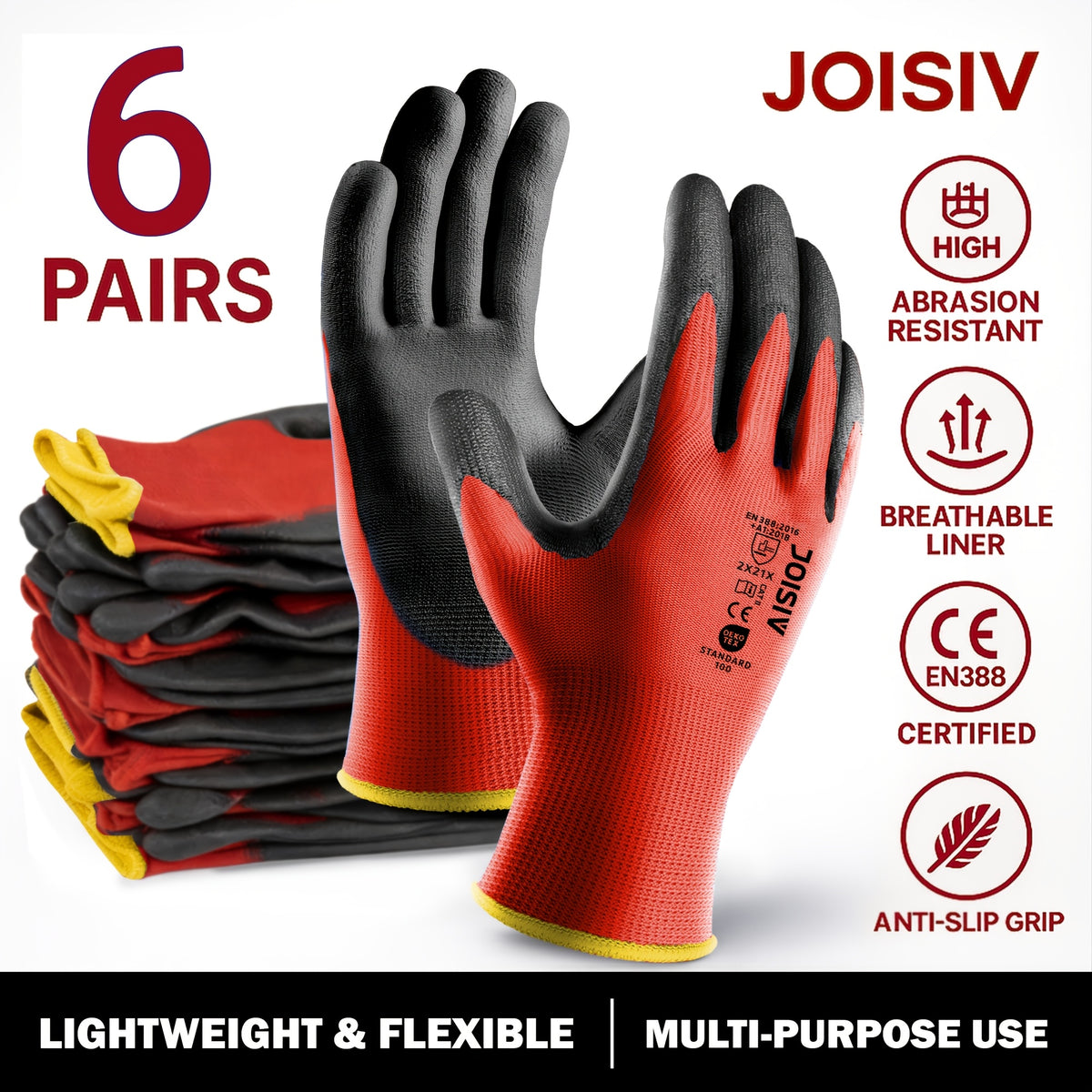 Rouge-12pcs(6 Paires) / M