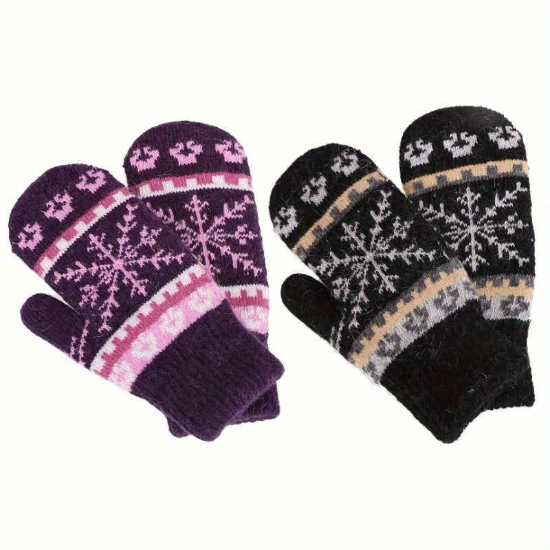 Moufles antidérapantes à motif jacquard