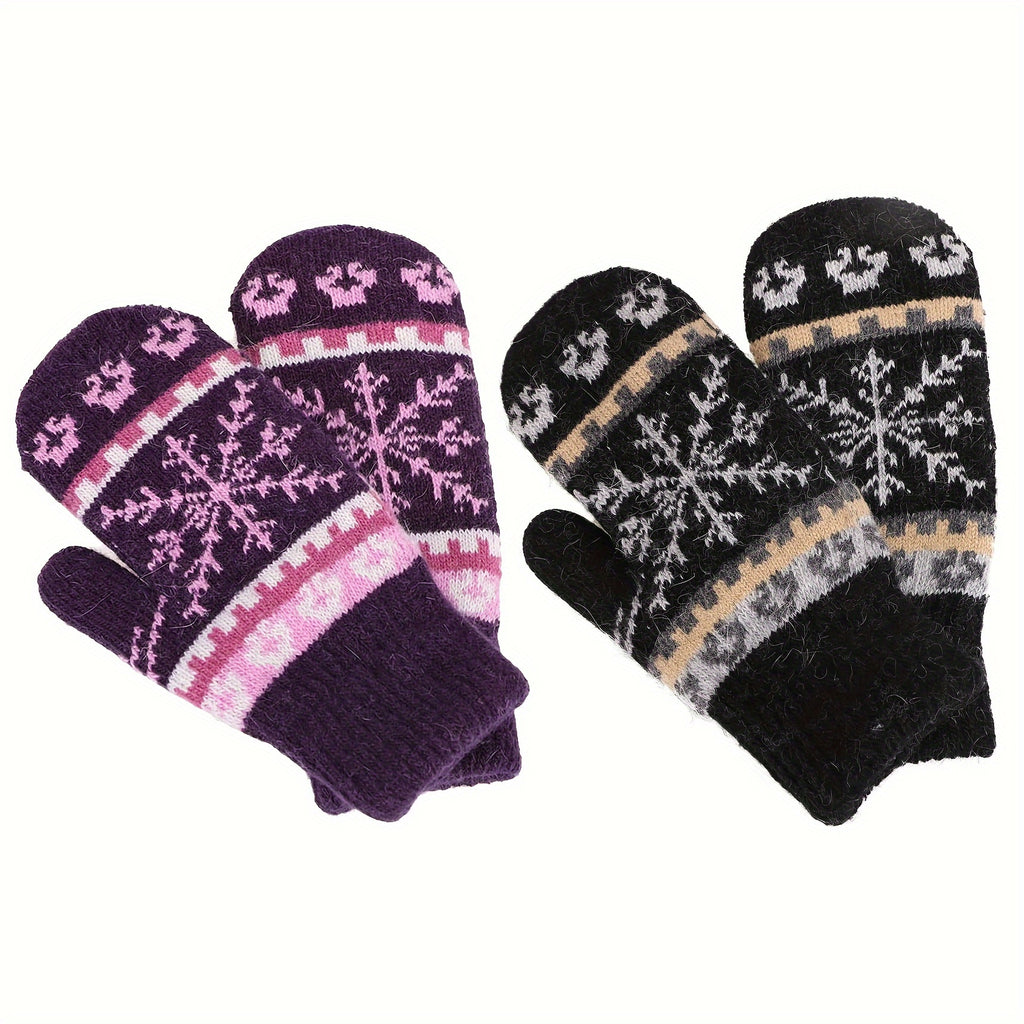 Moufles antidérapantes à motif jacquard
