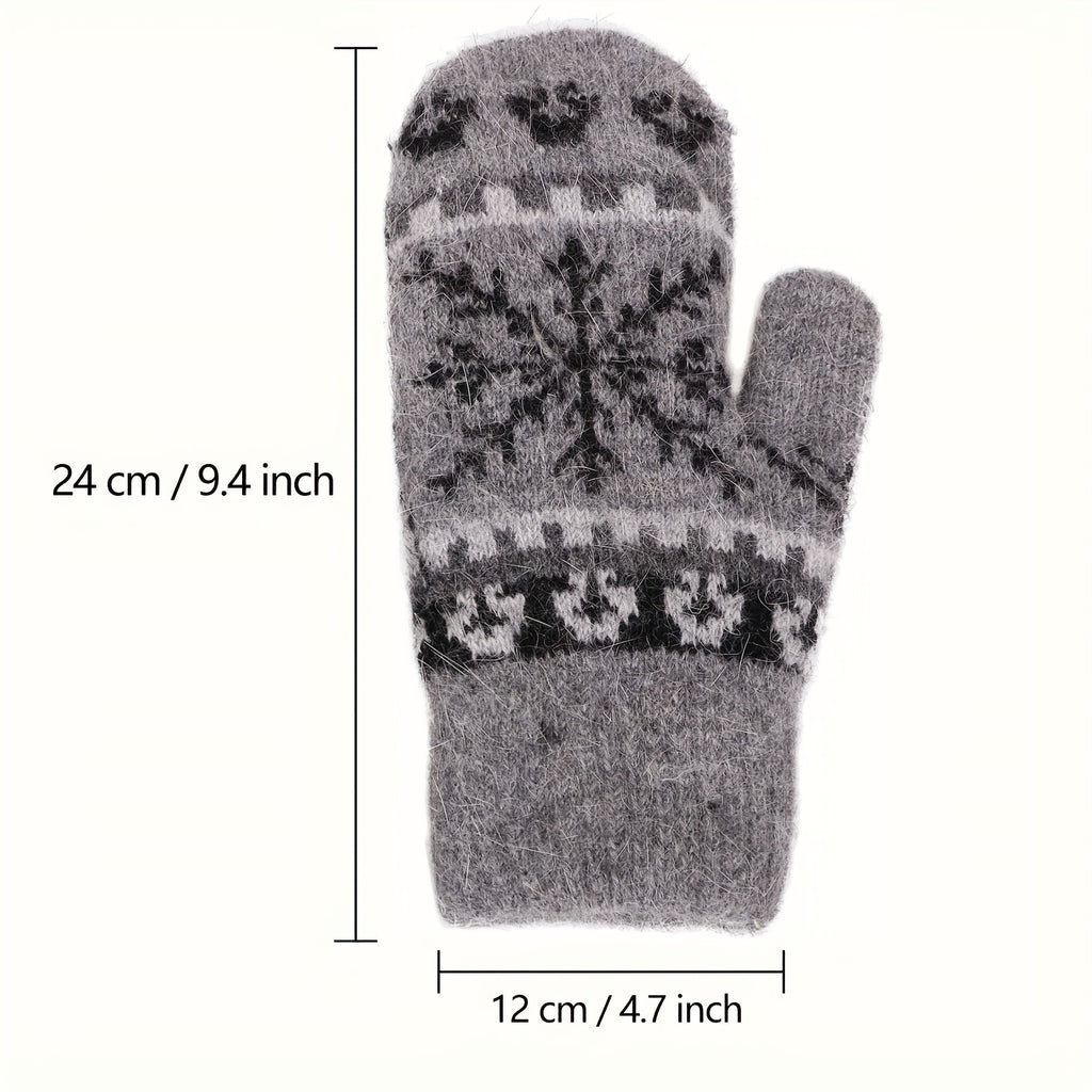 Moufles antidérapantes à motif jacquard